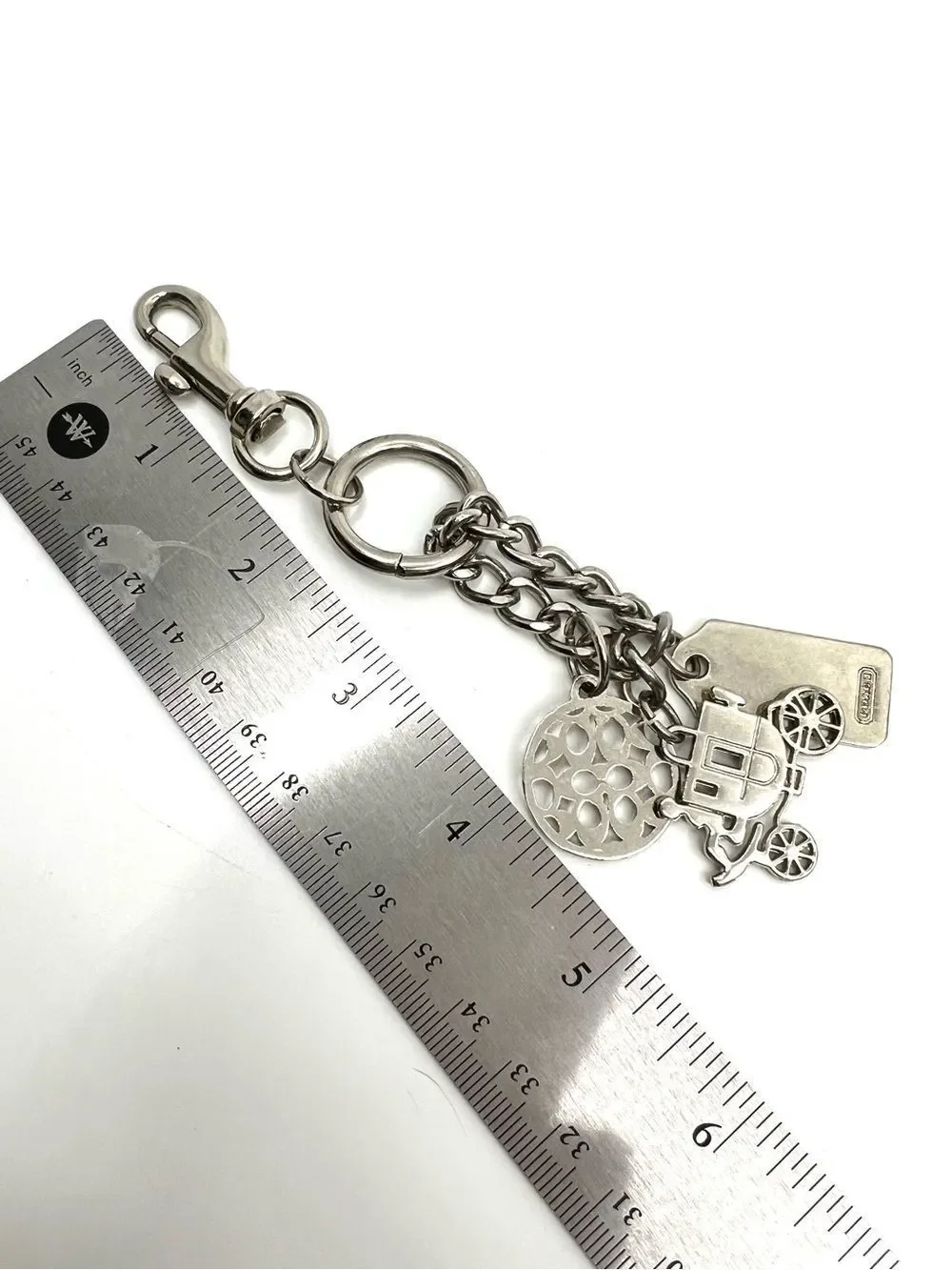 Coach Horse And Carriage Silver Tone Bag Charm Key Chain
